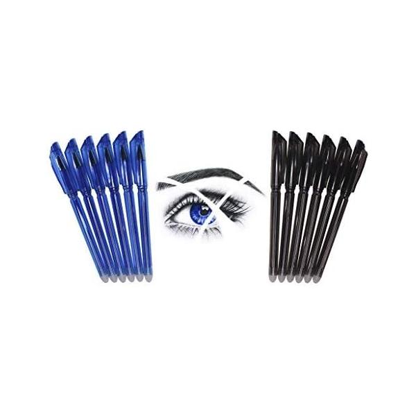 Hieno Supplies Friction Erasable Pens - Value Pack of 6 Black & 6 Blue Pens with Ultra Fine 0.38mm Point - 12 Erasable Gel Pens - Best for Smooth Writing & Easy Correction