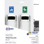 Avery Customizable Removable Wall Decals, 5" x 7", Matte White, Water Resistant Printable Labels, 3 Blank Wall Decal Stickers (61516)