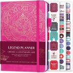 Legend Planner – Deluxe Weekly & Monthly Life Planner to Hit Your Goals & Live Happier. Organizer Notebook & Productivity Journal. A5 Hardcover, Undated – Start Any Time + Stickers – Hot Pink Gold