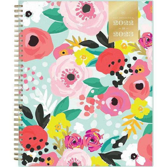 Day Designer for Blue Sky 2022-2023 Academic Year Weekly & Monthly Planner, 8.5" x 11", Frosted Cover, Wirebound, Secret Garden Mint (137896-A23)