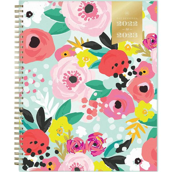 Day Designer for Blue Sky 2022-2023 Academic Year Weekly & Monthly Planner, 8.5" x 11", Frosted Cover, Wirebound, Secret Garden Mint (137896-A23)
