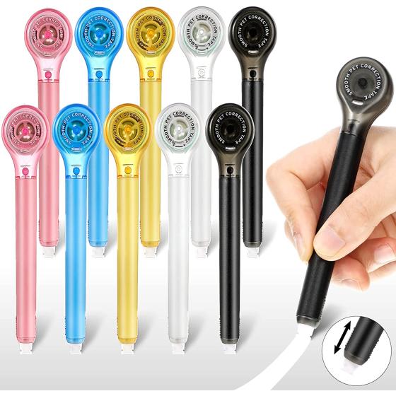 Gersoniel 10 Pack Correction Tape Pen Correctional Tape Ink Corrector Tape Correction Tape Eraser for School Office Supplies, 0.2 x 236 Inch