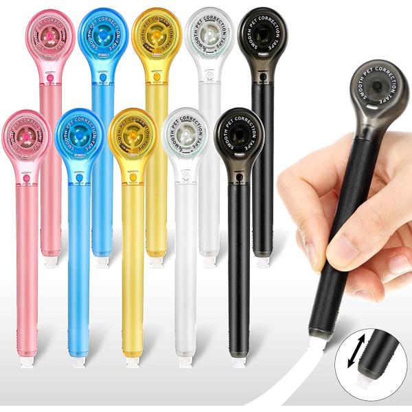 Gersoniel 10 Pack Correction Tape Pen Correctional Tape Ink Corrector Tape Correction Tape Eraser for School Office Supplies, 0.2 x 236 Inch