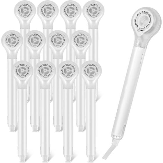 BESARME 12 Pack White Out Correction Tape Pen, White Out Pen Tape Cute White Out Tape Correction Writing Tape Eraser for School Office Supplies, 1/5 X 236 Inch