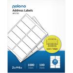 2" x 4" Shipping Address Labels Compatible with Avery 5163 8163, POLONO Internet Mailing Shipping Labels, White Sticker Labels for Laser/Inkjet Printer, Permanent Adhesive (1000 Labels, 100 Sheets)