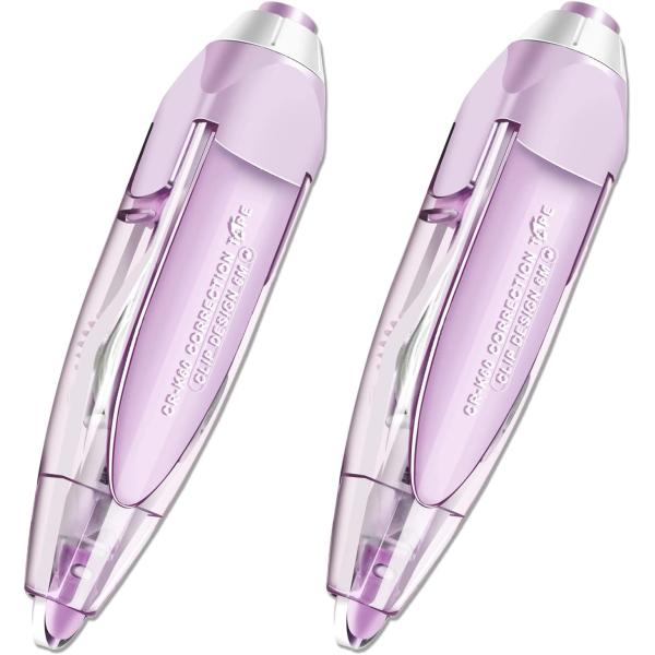 PEONYELF Refillable Retractable Correction Tape, Cute White Out Tape, Easy to Use Applicator for Instant, School Office Students Kids Writing Stationary Supplies, 2 PCS (PE-06)
