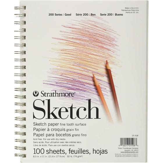 Strathmore (25-508 STR-025-508 100 Sheet Sketch Pad, 8.875 by 11", 8.5"x11", White