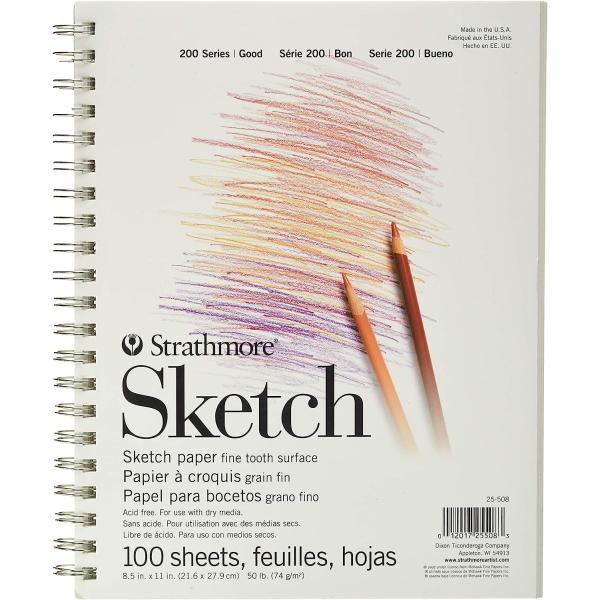 Strathmore (25-508 STR-025-508 100 Sheet Sketch Pad, 8.875 by 11", 8.5"x11", White