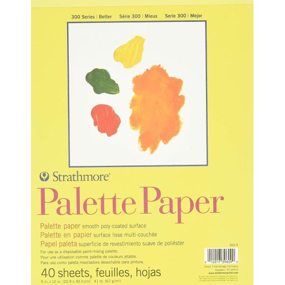 Strathmore 300 Series Palette Paper Pad, Tape Bound, 9x12 inches, 40 Sheets (41lb/67g) - Artist Paper for Adults and Students