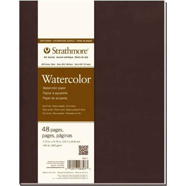 Strathmore 483-7 Softcover Watercolor Art Journal, 7.75" x 9.75", White, 24 Sheets