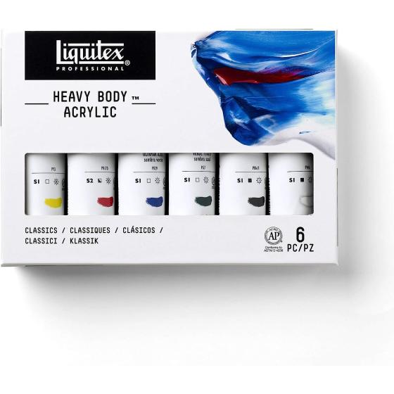 Liquitex Professional Heavy Body Acrylic Paint, Classic 6 x 59ml (2-oz) Set