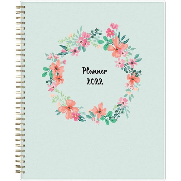Blue Sky 2022 Weekly & Monthly Planner, 8.5" x 11", Frosted Flexible Cover, Wirebound, Laurel (135842)