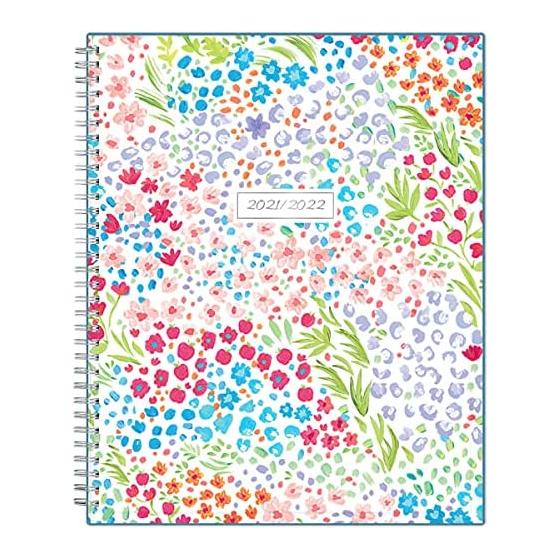 Blue Sky 2021-2022 Academic Year Teachers Weekly & Monthly Lesson Planner, 8.5" x 11", Flexible Cover, Wirebound, Ditsy Dapple Light (132002)