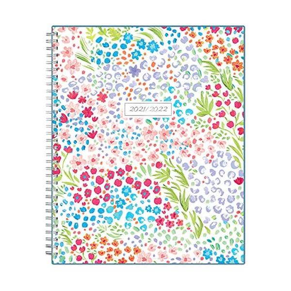 Blue Sky 2021-2022 Academic Year Teachers Weekly & Monthly Lesson Planner, 8.5" x 11", Flexible Cover, Wirebound, Ditsy Dapple Light (132002)