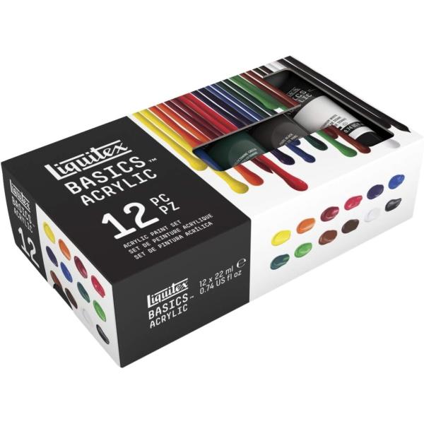 Liquitex 2023469 0.74 oz Tubes Basics Acrylic Paint Set44; Assorted Color - Set of 12
