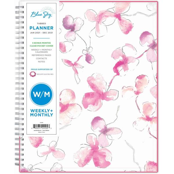 Blue Sky 2021 Weekly & Monthly Planner, Flexible Cover, Twin-Wire Binding, 8.5" x 11", Orchid (124095)