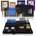 U.S. Art Supply 44-Piece Drawing & Sketching Art Set with 4 Sketch Pads (242 Paper Sheets) - Professional Artist Kit, Graphite, Charcoal, Pastel Pencils & Sticks, Erasers - Pop-Up Carry Case, Student