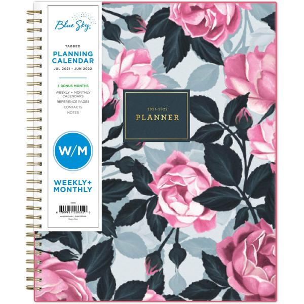 Blue Sky 2021-2020 Academic Year Weekly & Monthly Planner, 8.5" x 11", Frosted Flexible Cover, Wirebound, Roosevelt Pink (128692)