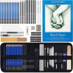 EGOSONG 41 Pack Professional Art Supplies – Graphite/Charcoal Pencils Art Set – All in One Drawing Tools Sketching Art Kit with Sketchbook – Portable Travel Drawing Kit for Adults Beginners & Artists