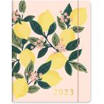 Orange Circle Studio Just Right 2022-2023 Monthly Planner - 17-Month Organizer with Full-Color Monthly Views, Storage Pocket & Elastic Closure - Lemon Tree