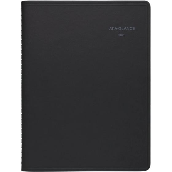 AT-A-GLANCE 2023 Weekly & Monthly Planner, QuickNotes, Quarter-Hourly Appointment Book, 8-1/4" x 11", Large, Monthly Tabs, Pocket, Black (7695005)