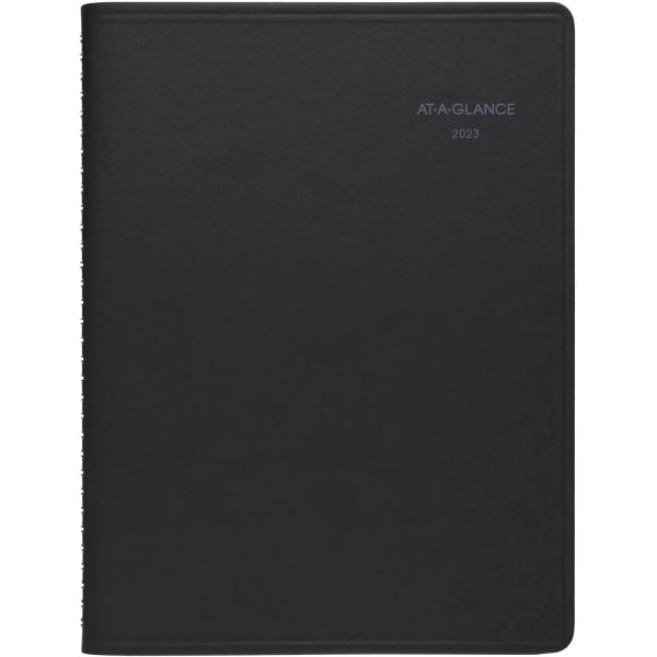 AT-A-GLANCE 2023 Weekly & Monthly Planner, QuickNotes, Quarter-Hourly Appointment Book, 8-1/4" x 11", Large, Monthly Tabs, Pocket, Black (7695005)