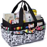 Craft Organizer Tote Bag, Art Caddy Organizer with Handles,Multi-Functional Craft Caddy for Sewing & Scrapbooking Supplies,Travel Art Box JOSIVIKY (White)