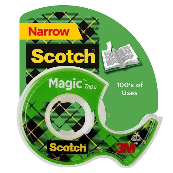 Scotch Magic Tape, 1 Roll, Great for Gift Wrapping, Numerous Applications, Invisible, Engineered for Repairing, 1/2 x 800 Inches, Dispensered (119)