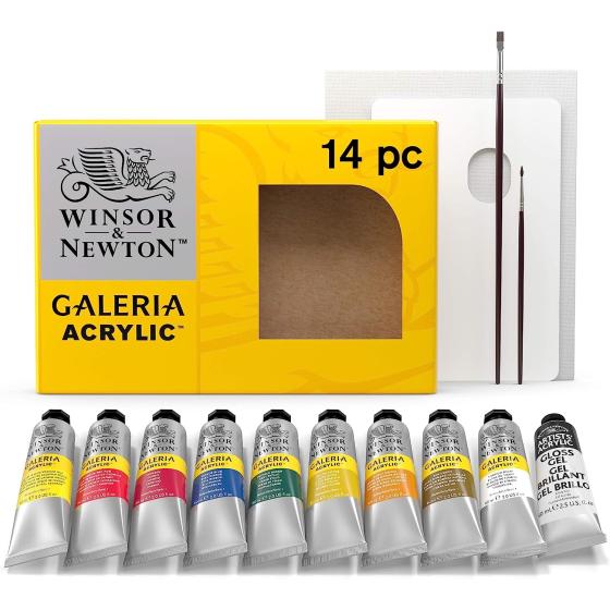 Winsor & Newton Galeria Acrylic Paint, 10 x 60ml (2-oz), Complete 14 Piece Set