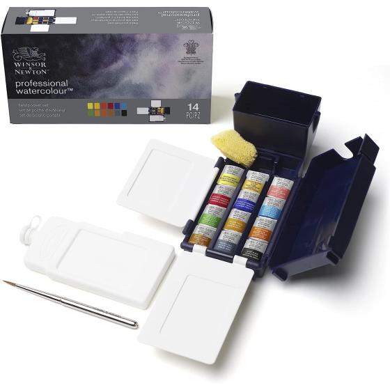 Winsor & Newton Professional Watercolor Paint Set, Compact Set, 14 Half Pans