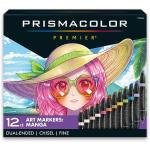 Prismacolor Premier Double-Ended Art Markers, Fine and Chisel Tip, Manga Colors, 12 Pack