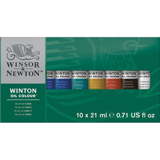 Winsor & Newton Winton Oil Color Paint, Basic Set, 10 x 21ml Tubes