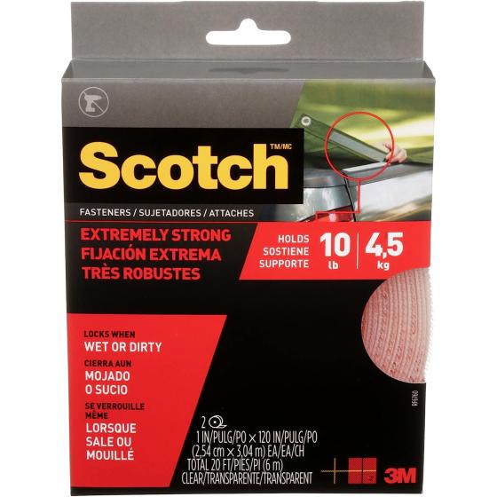 Scotch Extreme Fasteners, 1" x 10', Clear (RF6760) 2 Roll/Pack