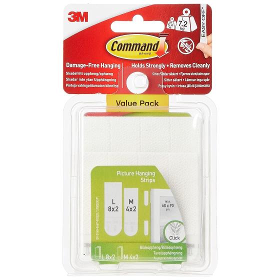 3M Picture Hanging Strips Medium/Large 8 Med Strips, 16 Lg Strips per Pack (17209-ES)