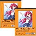 U.S. Art Supply 9" x 12" Premium Manga-Marker Paper Pad, 60 Pound (100gsm), Pad of 24-Sheets (Pack of 2 Pads)