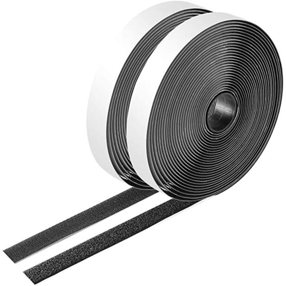 26 Feet Sticky-Back Hook and Loop Strips Roll, 3/4 Inch Black Self Adhesive Hook Loop Tape Double Sided Hook Loop Fastener Tape for Indoor Outdoor Home School Office