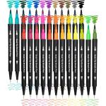 Dual Brush Marker Pens for Coloring,24 Colored Markers,Fine Point and Brush Tip Art Markers for Kids Adult Coloring Books Bullet Journals Planners,Note Taking Coloring Writing