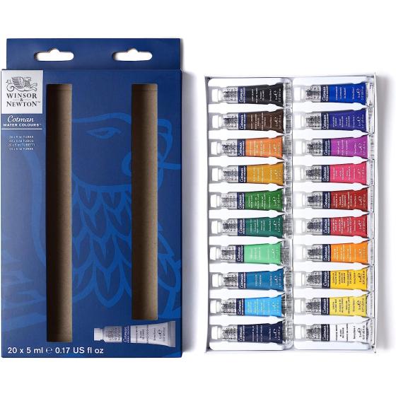 Winsor & Newton Cotman Watercolor Paint Set, 12 Count (Pack of 1), 20 Colors