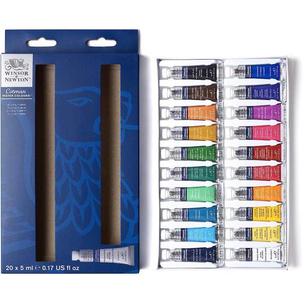 Winsor & Newton Cotman Watercolor Paint Set, 12 Count (Pack of 1), 20 Colors