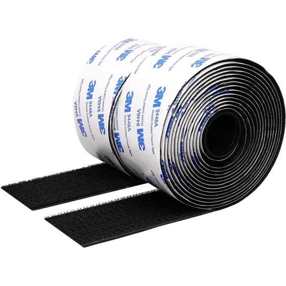 Hook and Loop Tape 2in x 10ft self Adhesive Sticky Back Interlocking Nylon Fabric Fastener Heavy Duty Adhesion Strip Tape reclosable Black
