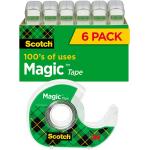 Scotch Magic Tape, 6 Rolls with Dispensers, Numerous Applications, Invisible, Engineered for Repairing, 3/4 x 650 Inches (6122)