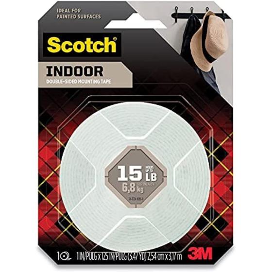 Scotch Brand 112L Double-sided Mounting Tape, 1 in x 125 in, White
