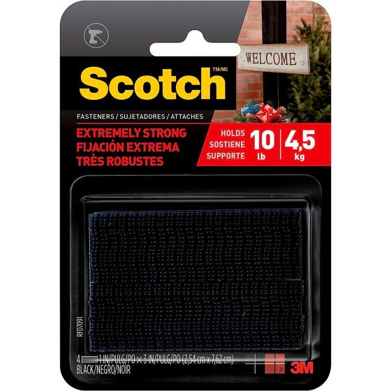 Scotch Mounting, Fastening & Surface Protection RFD7091 Interlocking Fasteners Strips, 4, Black, 2 count