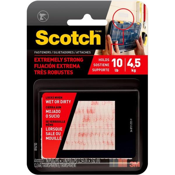 Scotch Reclosable Fasteners, Clear, 1 x 3-Inches, 2 Sets (RF9730)