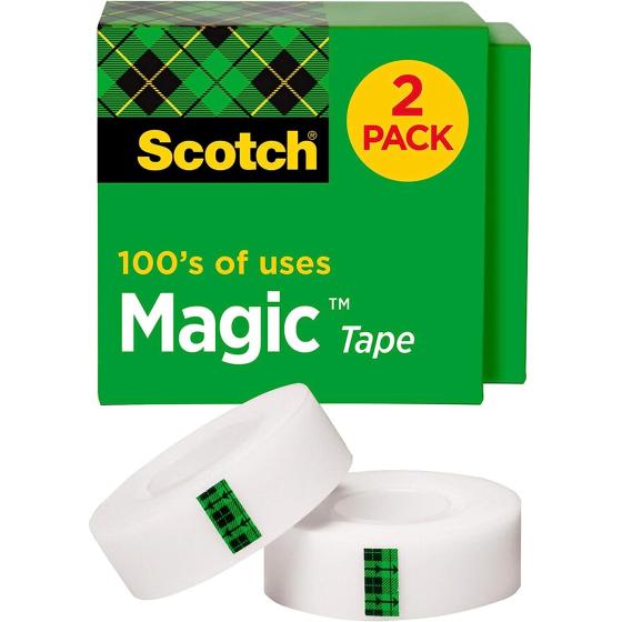 "Scotch Brand Magic Tape, 2 Rolls, Numerous Applications, Engineered for Repairing, Great for Gift Wrapping, 3/4 x 1000 Inches, Boxed (810K2)"