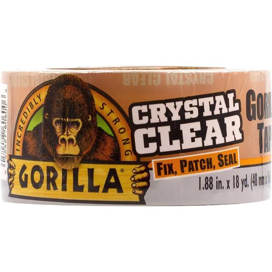 Gorilla Crystal Clear Repair Duct Tape, 1.88” x 18 yd, Clear, (Pack of 1)