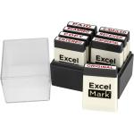 ExcelMark Mini Office Message Rubber Stamp Set - Red Ink - Storage Tray Included