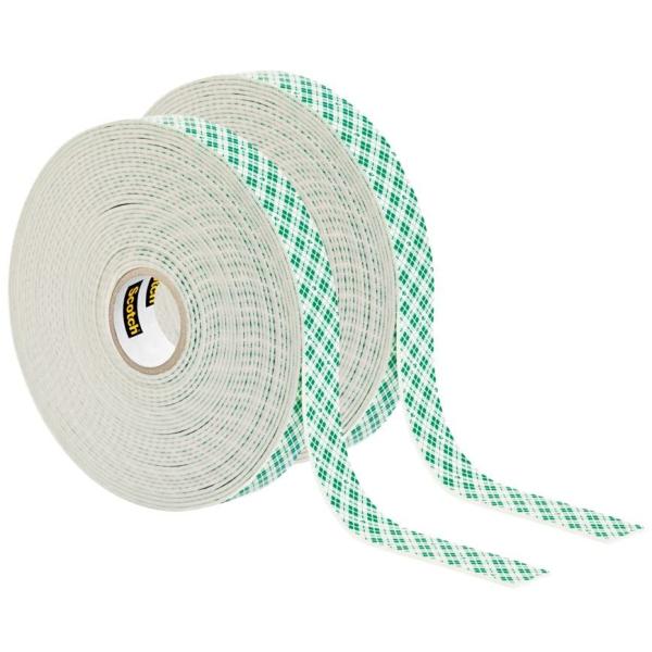 Scotch Indoor Mounting Tape, 0.75-in x 350-in, White, Holds up to 10 lbs, 2-Rolls, ships in e-ecommerce packaging