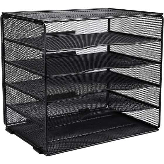 EasyPAG Desk Organizers and Accessories 5 Slot Desktop File Organizer Letter Sorter Literature Paper Tray | Screws Free Design,Black
