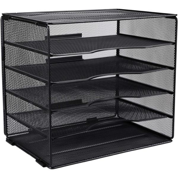 EasyPAG Desk Organizers and Accessories 5 Slot Desktop File Organizer Letter Sorter Literature Paper Tray | Screws Free Design,Black